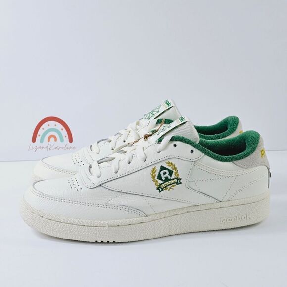 New! Reebok CLUB C 85 Leather Embroidered Archival Crest Logo Tennis Sneakers - Picture 4 of 13